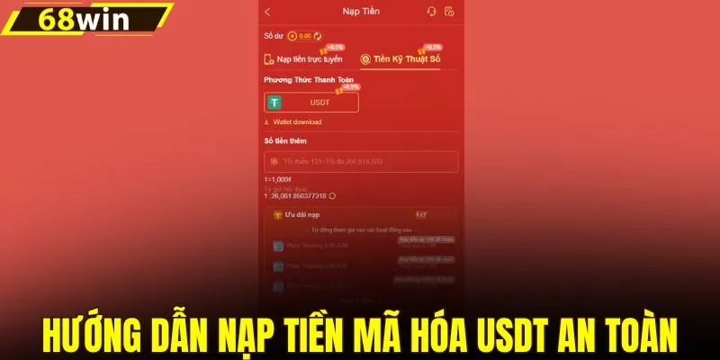Hướng dẫn nạp tiền mã hóa USDT an toàn