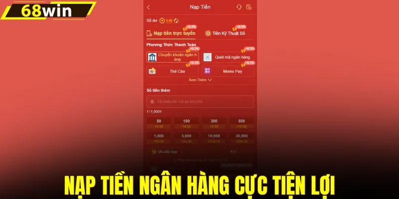 Nạp tiền ngân hàng cực tiện lợi