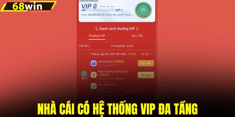 Nhà cái có hệ thống VIP đa tầng