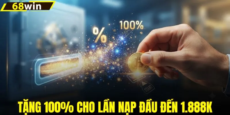 Tặng 100% cho lần nạp đầu đến 1.888K