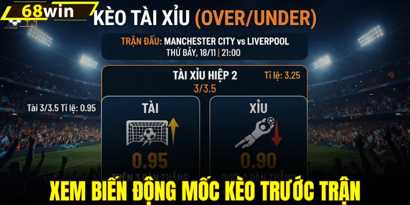 Xem biến động mốc kèo trước trận